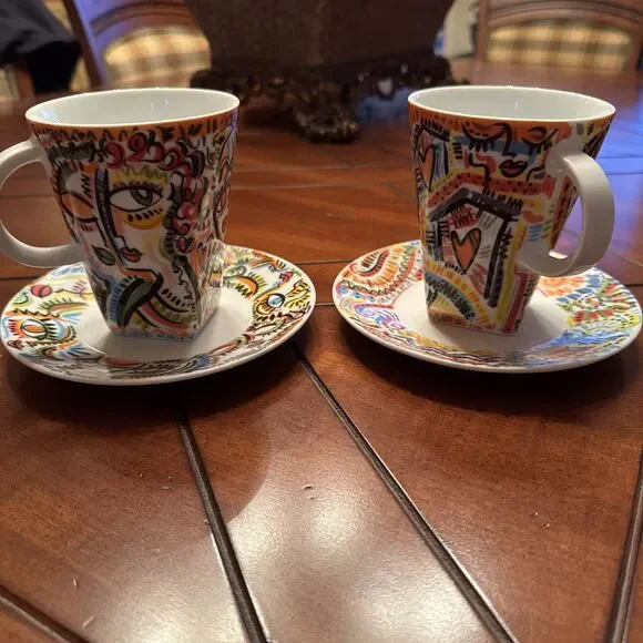 Nespresso x Justin Teodoro Mug Home with Heart Graphic Doodles Porcelain 2022 - Picture 1 of 5